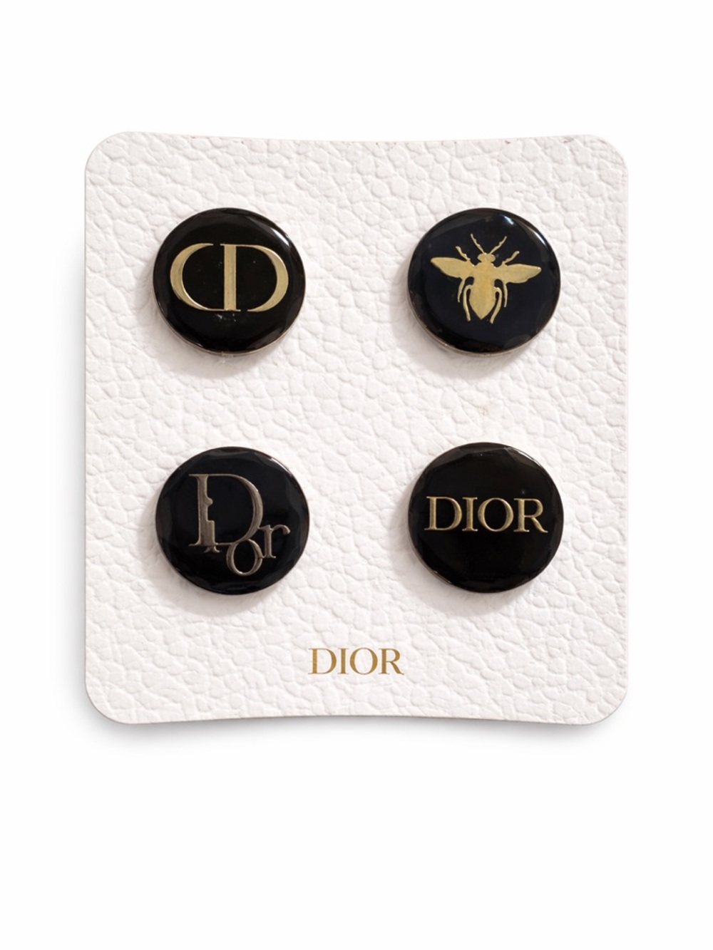 DIOR navy and silver pins in box.